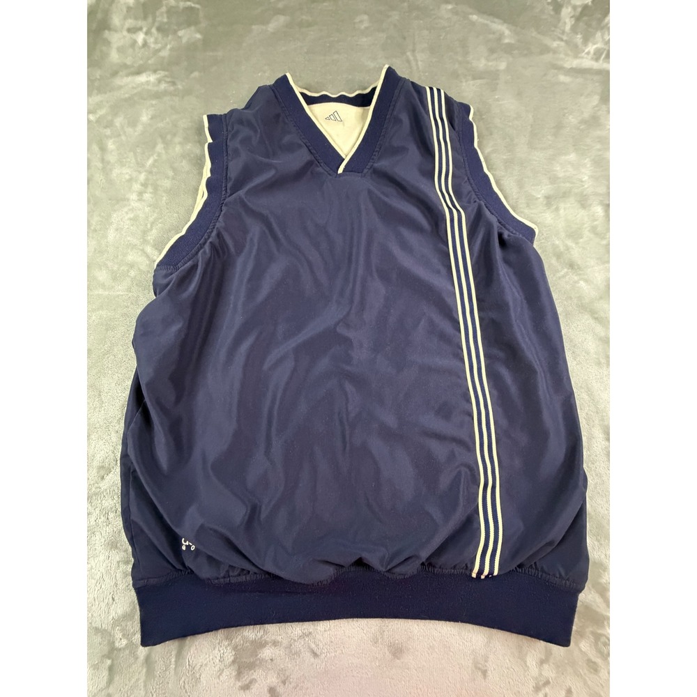 Adidas Golf Wind Vest Mens Medium Navy Blue V-Neck Pullover Three Stripe